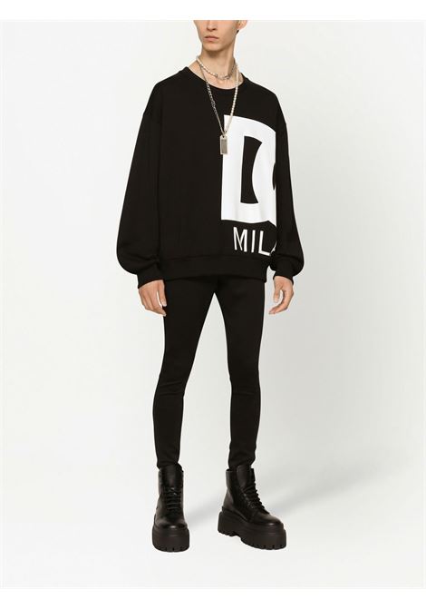 black cotton sweatshirt featuring white DG logo to the side DOLCE & GABBANA | G9ZX8T-FU7DUHNYOW